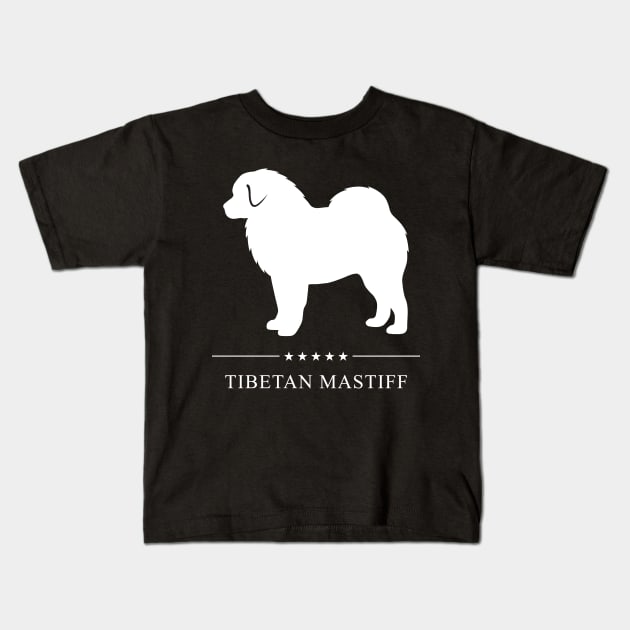 Tibetan Mastiff Dog White Silhouette Kids T-Shirt by millersye